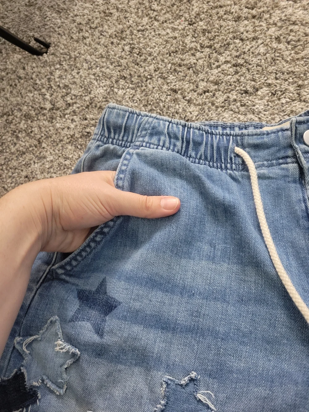 Pilcro S Light Blue Star Appliqué Denim Shorts - Picture 4 of 12
